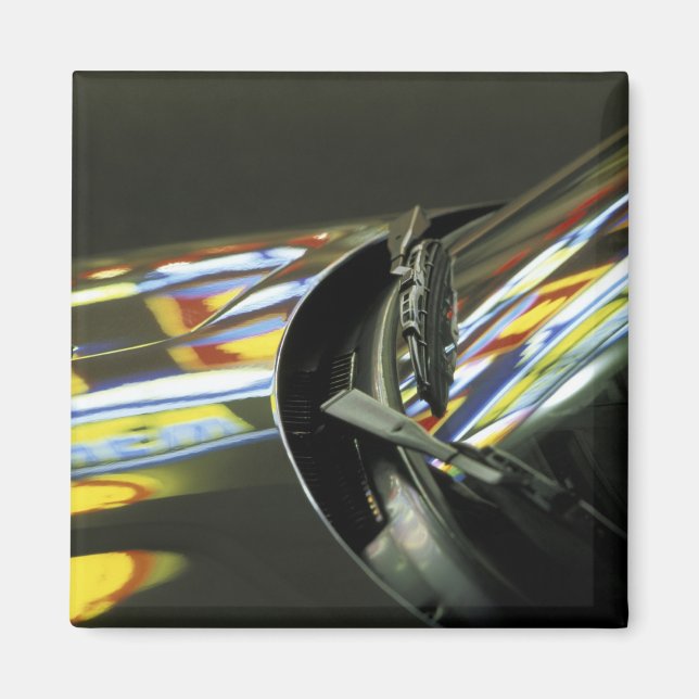 Asia, Malaysia, Melaka. Neon reflections in car Magnet (Front)