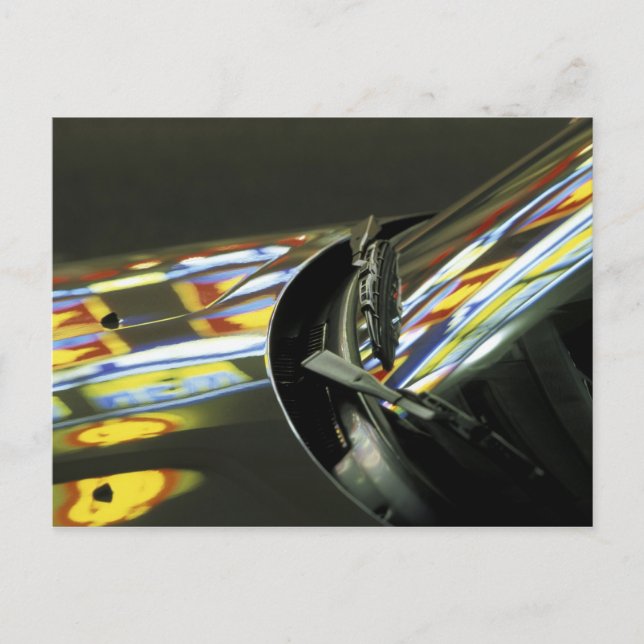 Asia, Malaysia, Melaka. Neon reflections in car Postcard (Front)