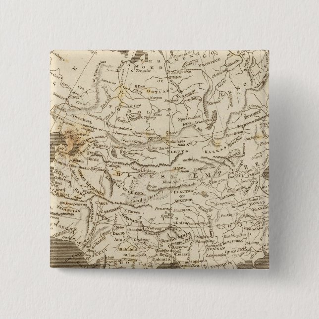 Asia Map by Arrowsmith 2 Inch Square Button (Front)