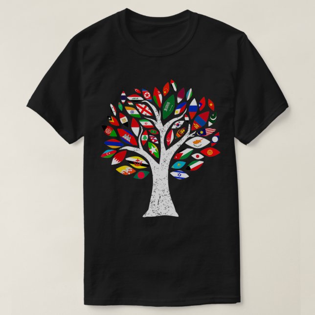 Asia Map Countries Flag Asian Pride Perfect Ethnic T-Shirt (Design Front)
