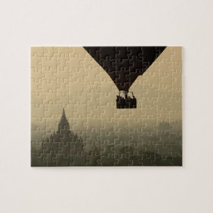 Asia, Myanmar, Bagan, balloon over temples of Jigsaw Puzzle