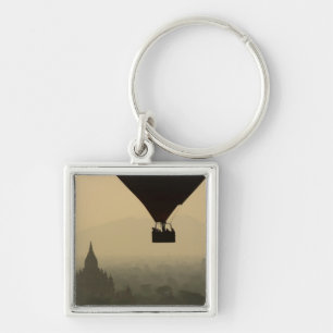 Asia, Myanmar, Bagan, balloon over temples of Keychain