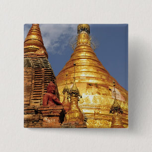 Asia, Myanmar (Burma), Bagan (Pagan). The Dhamma 2 Inch Square Button