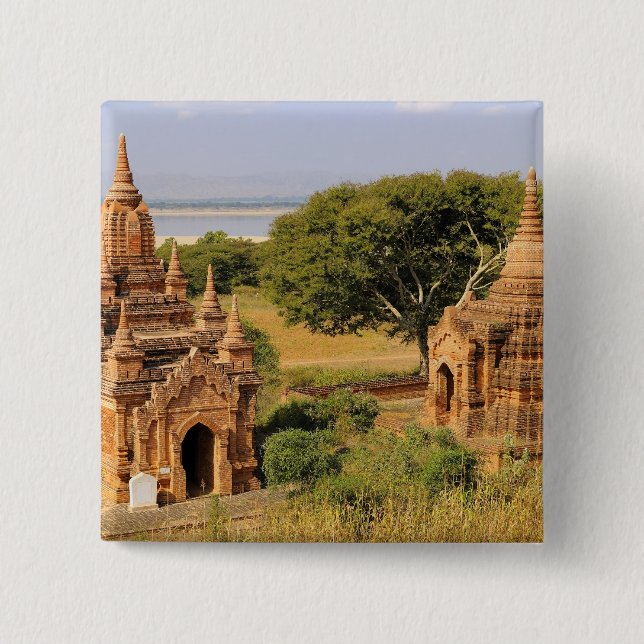 Asia, Myanmar (Burma), Bagan (Pagan). Various 2 Inch Square Button (Front)