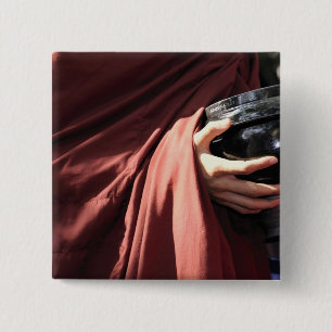 Asia, Myanmar (Burma), Mandalay. Novice monks 2 Inch Square Button