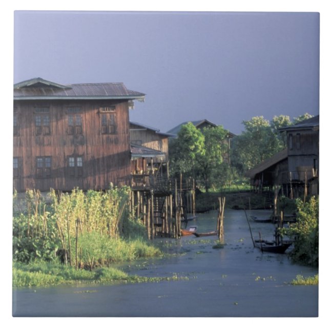 Asia, Myanmar, Inle Lake. A floating village on Tile (Front)