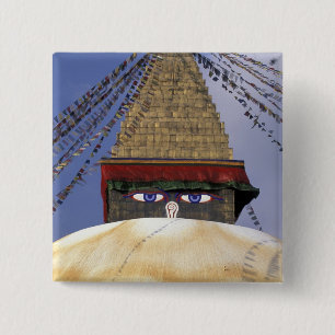 Asia, Nepal, Kathmandu. Bouddhanath Stupa. 2 Inch Square Button