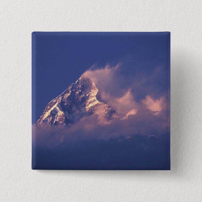 Asia, Nepal. Machhapuchhare 2 Inch Square Button (Front)