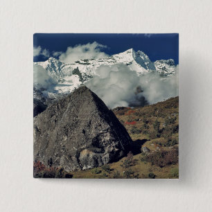 Asia, Nepal, Sagarmatha NP. A Buddhist prayer 2 Inch Square Button