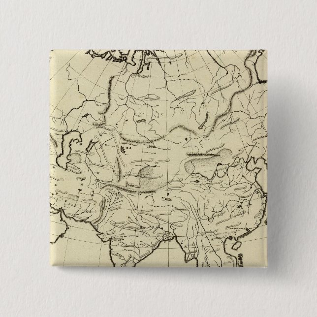 Asia outline map 2 inch square button (Front)