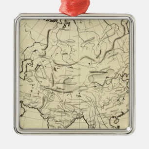 Asia outline map metal ornament
