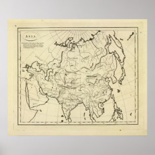 Asia outline map poster