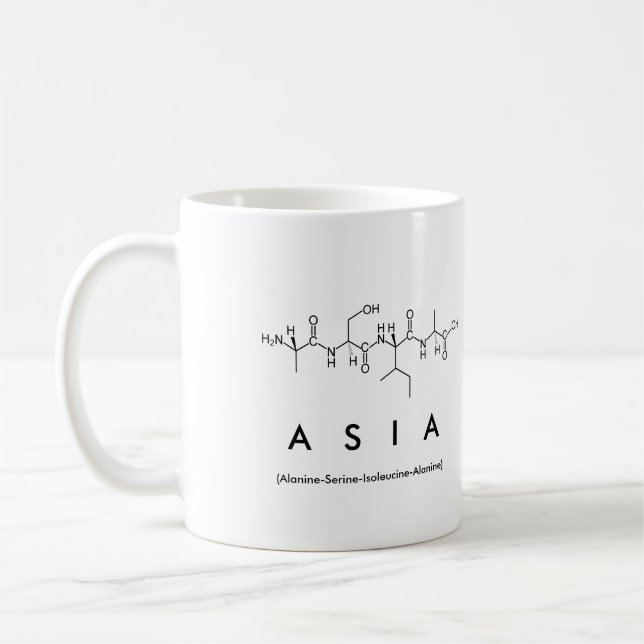 Asia peptide name mug (Left)