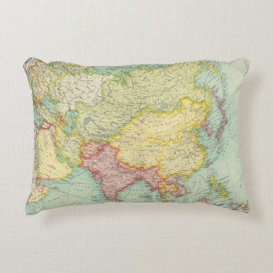 Asia political atlas map accent pillow