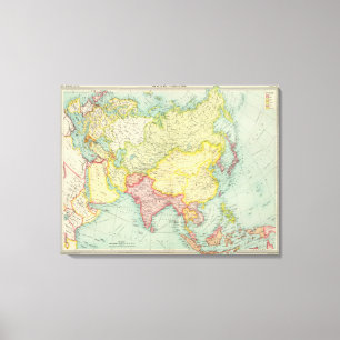 Asia political atlas map canvas print