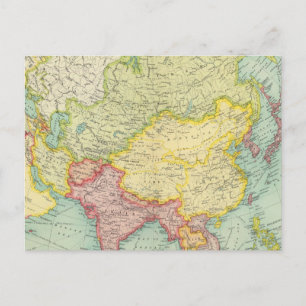 Asia political atlas map postcard