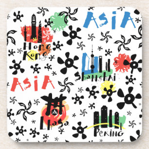 Asia Symbols Pattern Coaster
