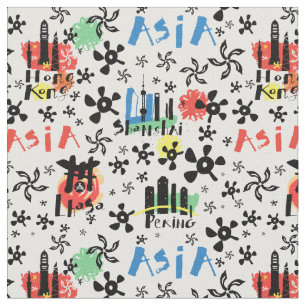Asia Symbols Pattern Fabric