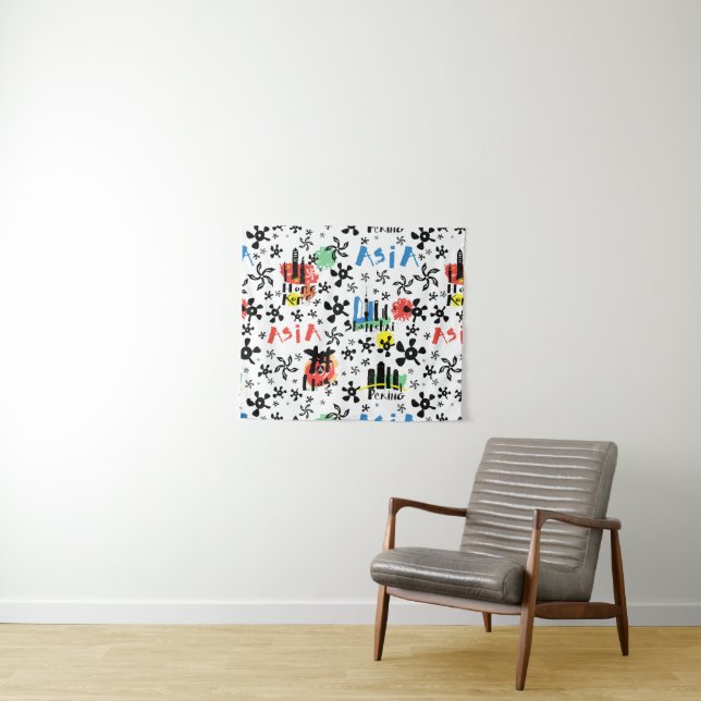 Asia | Symbols Pattern Tapestry (In Situ (Horizontal))