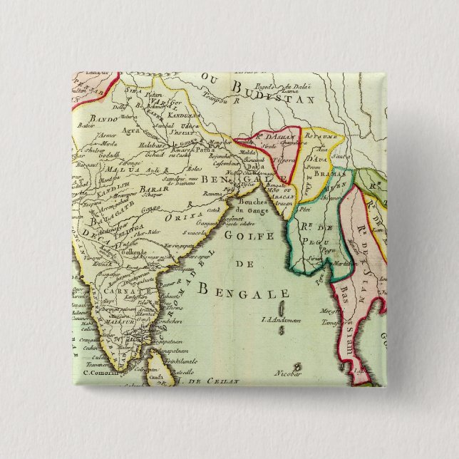 Asia, Thailand 2 Inch Square Button (Front)