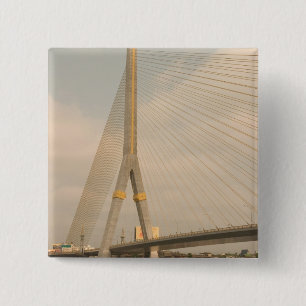 Asia, Thailand, Bangkok, bridge over Chao 2 Inch Square Button