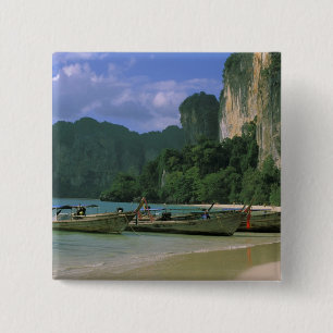 Asia, Thailand, Krabi. West Railay Beach, 2 Inch Square Button
