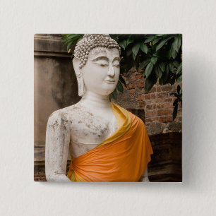 Asia, Thailand, Siam, Buddha at Ayutthaya 2 Inch Square Button