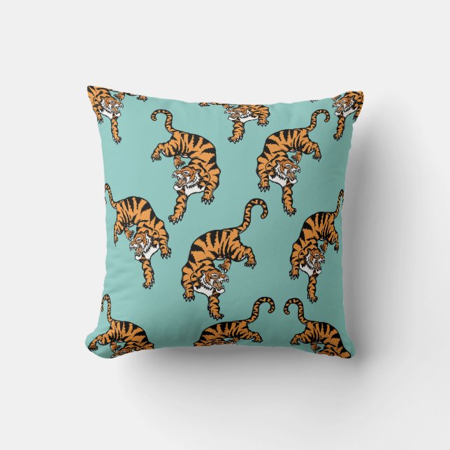 Asia Tiger Pattern Throw Pillow (Front)