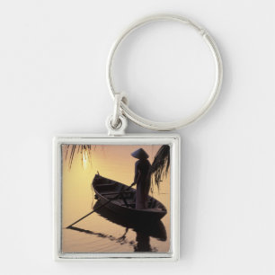 Asia, Vietnam, Mekong Delta, Can Tho. Evening Keychain
