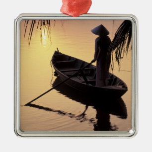 Asia, Vietnam, Mekong Delta, Can Tho. Evening Metal Ornament