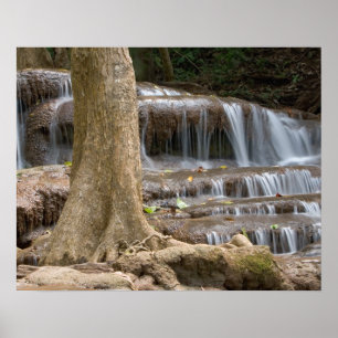 Asia, Waterfall on the border between Thailand Poster