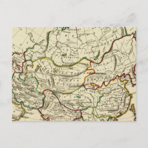 Asia with boundaries outlined postcard