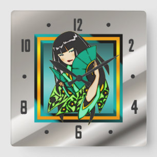 Asian Anime Cartoon Girl Wall Clock