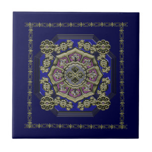 Asian Art Deco Traditional Jewelled Tile