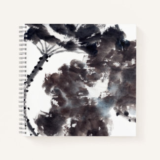 Asian art with lotus leaves motif notebook