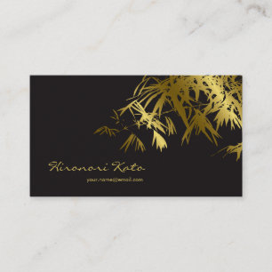Asian Bamboo Leaves Gold Black Zen Profile Cards