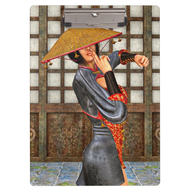 Asian Battle Woman Clipboard (Front)