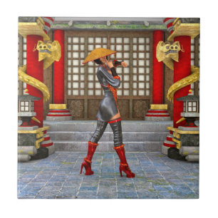 Asian Battle Woman Tile