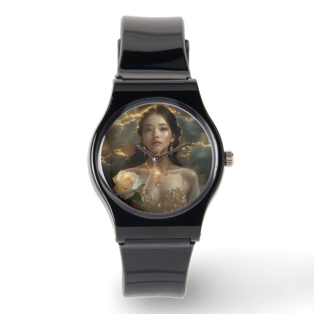 Asian Beauty With White Rose Watch (Front)