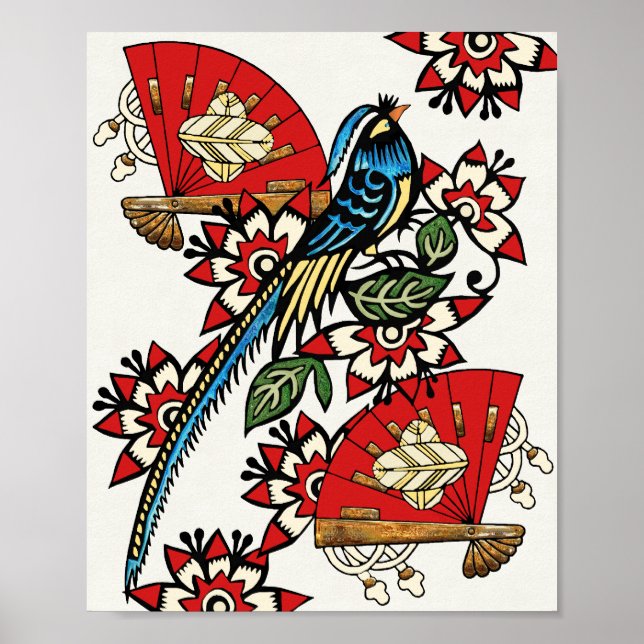 Asian Bird Deco Poster (Front)