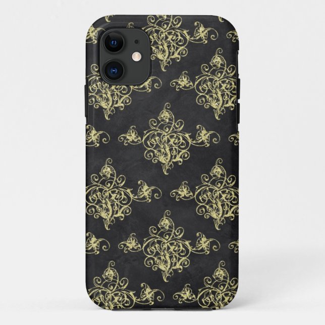 Asian Black and Gold Glitter Florish iPhone Case-Mate iPhone Case (Back)
