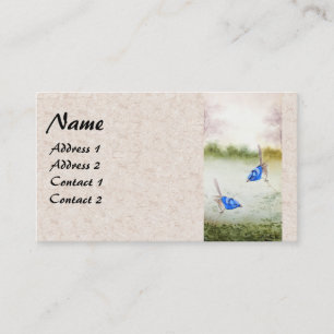 Asian Blue Wren Birds Watercolor Business Cards