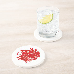 Asian Butterfly Japanese Kamon Design Coaster