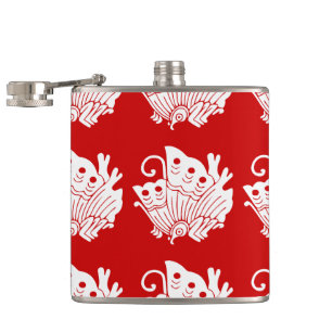 Asian Butterfly Japanese Kamon Design Hip Flask