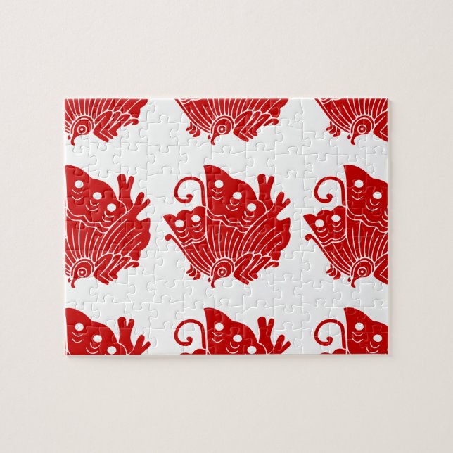 Asian Butterfly Japanese Kamon Design Jigsaw Puzzle (Horizontal)