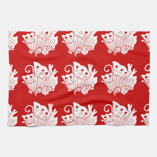 Asian Butterfly Japanese Kamon Design Kitchen Towel