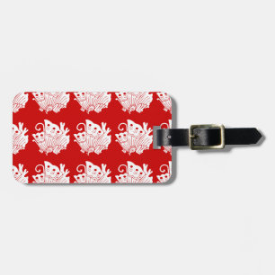 Asian Butterfly Japanese Kamon Design Luggage Tag