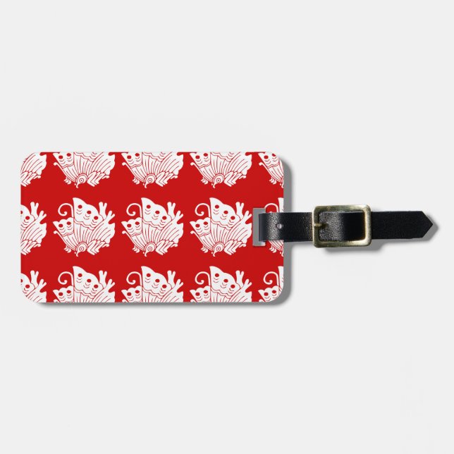 Asian Butterfly Japanese Kamon Design Luggage Tag (Front Horizontal)