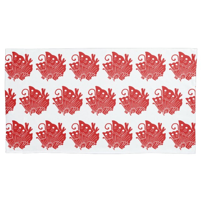 Asian Butterfly Japanese Kamon Design Pillowcase (Front-Left)