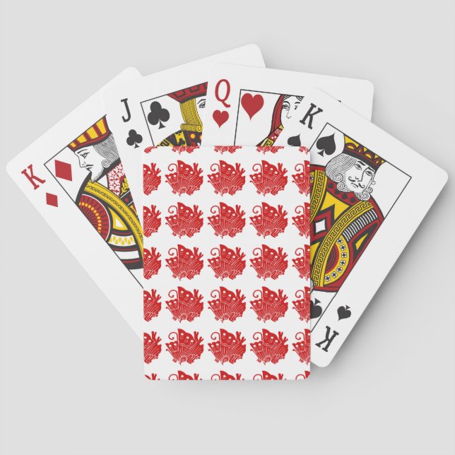 Asian Butterfly Japanese Kamon Design Playing Cards (Back)